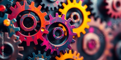 Abstract visual of gears shifting, symbolizing organizational change management, change management,  progress