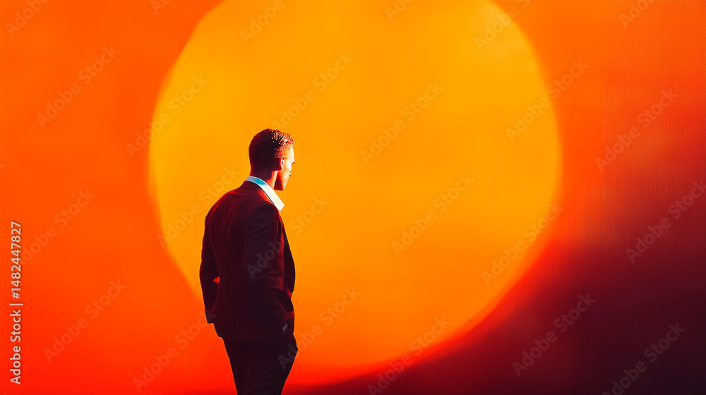 Silhouette of a man on orange background
Silhouette of a man on orange background