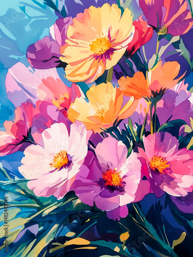 Wallpaper Mural Colorful flowers background Torontodigital.ca