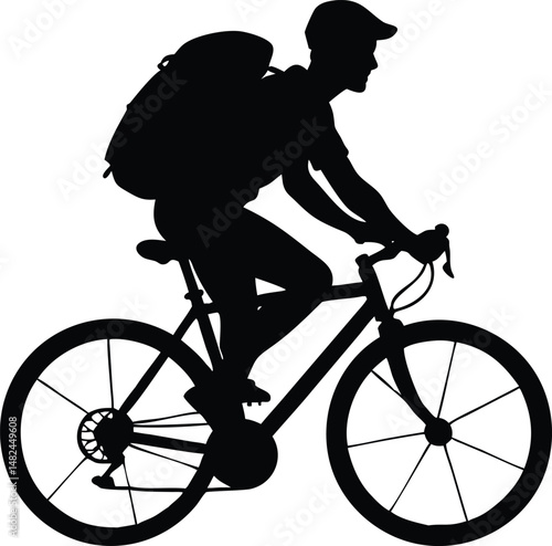 silhouette of a man riding a bike