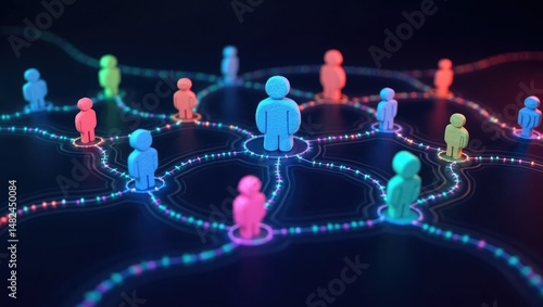 “Colorful Network of Connected People — Social Media and Communication Concept”

