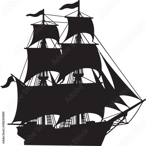 Sailing Ship on Ocean Waves Silhouette

Vintage Pirate Ship Vector Design

Modern Cargo Ship Silhouette Art

Navy Warship at Sea Silhouette Scene

Cruise Ship Under Sunset Vector