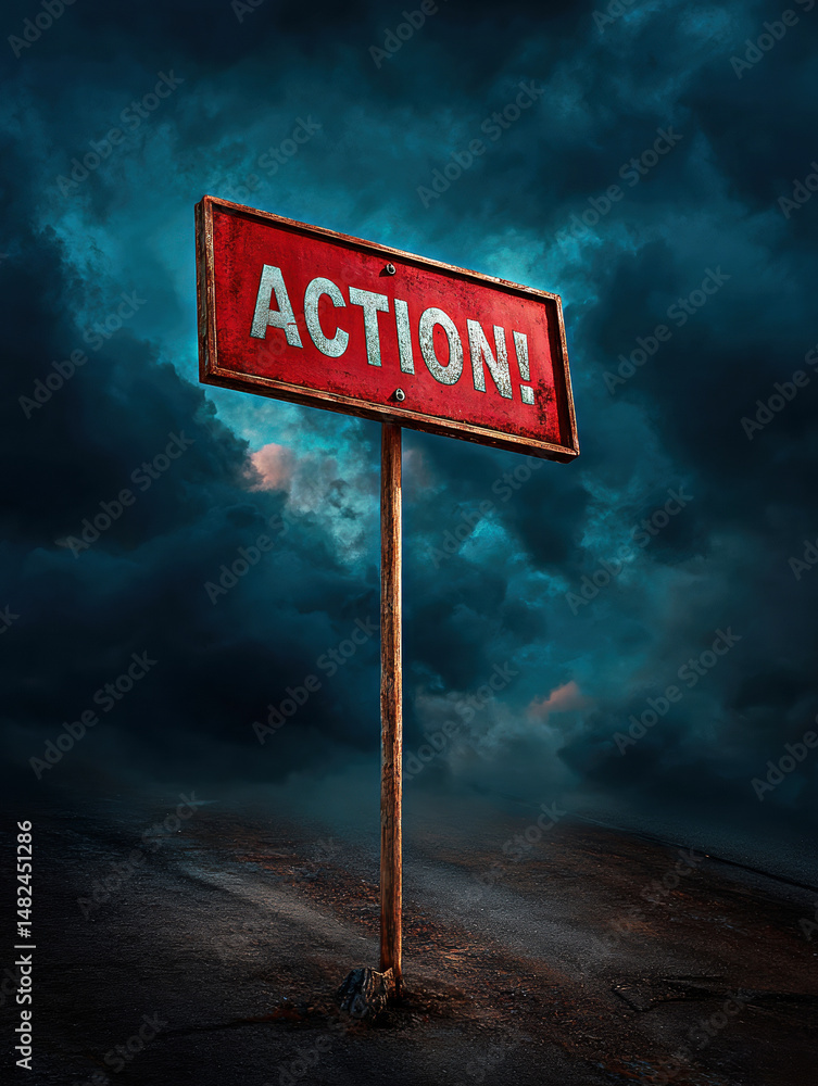 A striking red sign marked