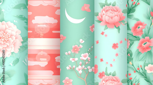 Floral Designs: Pretty Pink Peonies, Blossoms, and Lanterns