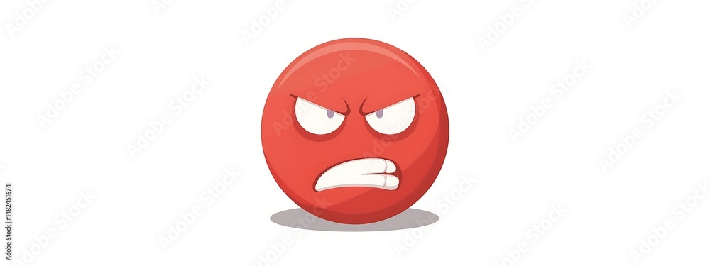 Fototapeta premium Intense red angry emoji on a clean bright white background