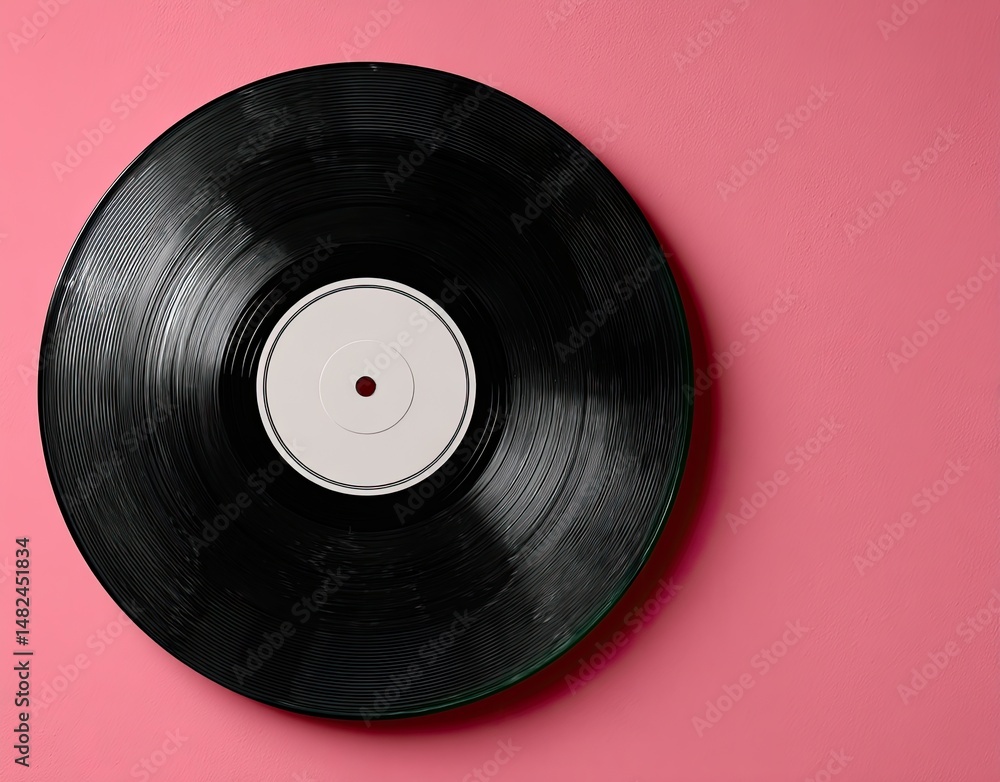 Obraz premium Vintage vinyl record on a pink background (1)