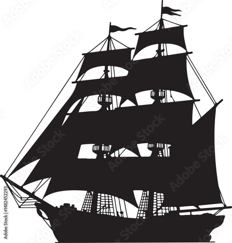 Sailing Ship on Ocean Waves Silhouette

Vintage Pirate Ship Vector Design

Modern Cargo Ship Silhouette Art

Navy Warship at Sea Silhouette Scene

Cruise Ship Under Sunset Vector