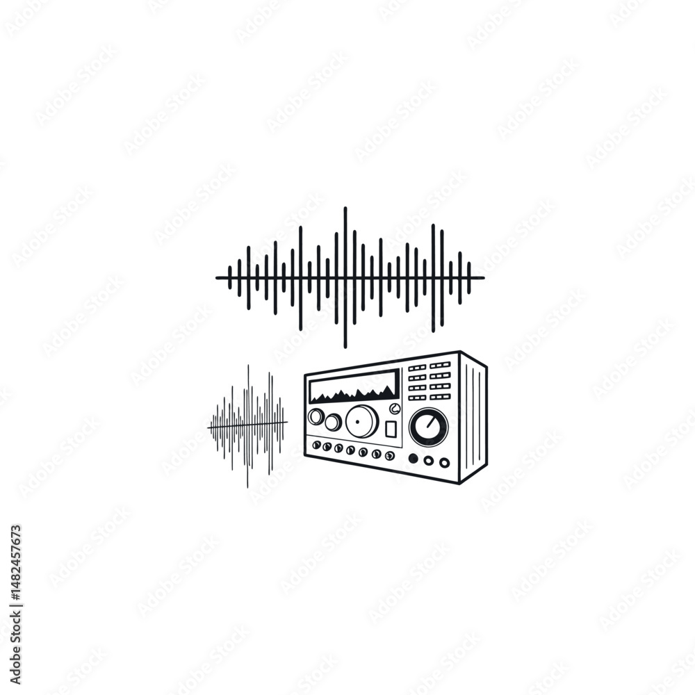 Obraz premium Audio wave vector QR code on the screen