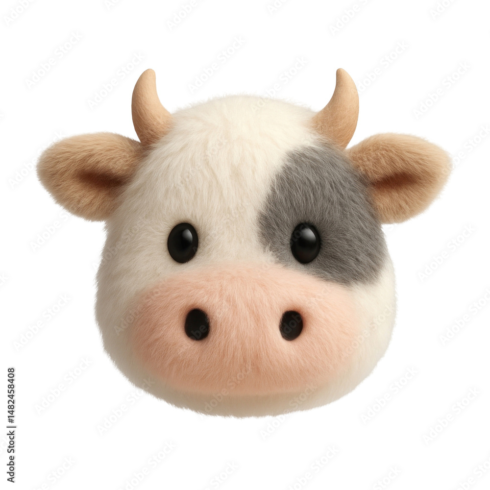 Fototapeta premium PNG Cute fluffy cow emoji