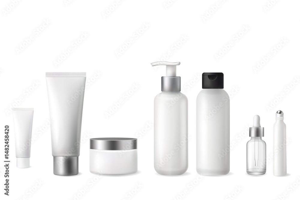 Realistic cosmetic container pack for skincare design Realistic cosmetic container pack for skincare design