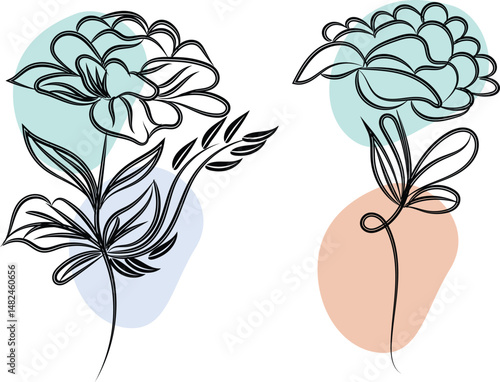 Vibrant Colorful Flower Design A Single Detailed Floral Illustration in Red Green Blue Yellow and Magenta Created with Adobe Illustrator