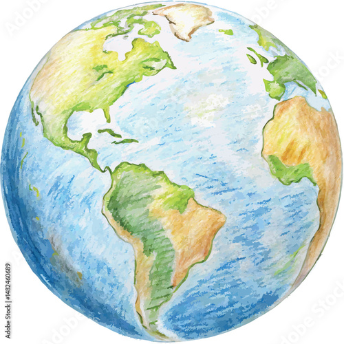 Pencil Drawing Planet Earth Globe Classic Illustration