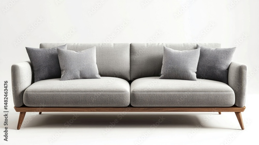 Fototapeta premium Living room interior with gray sofa