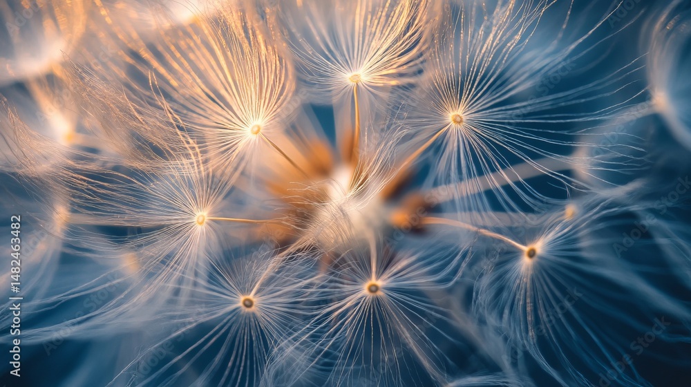 Fototapeta premium A macro shot of an intricate dandelion seed head