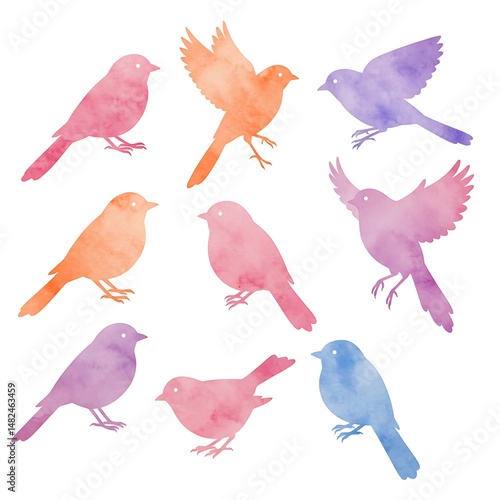 Pastel Avian Watercolor Dance