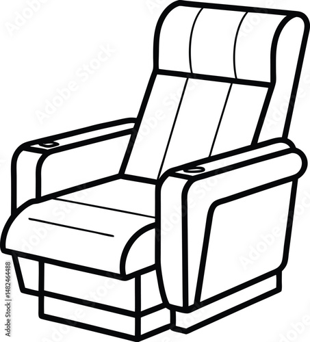 Recliner chair silhouette, Silhouette of a recliner chair with an extended footrest and shown in side view vector art illustration