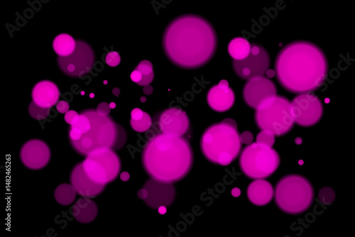 Monochrome bokeh background with soft white glowing circles on black backdrop. Elegant light blur effect for abstract, minimal, or digital vector design and overlays.