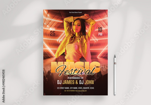 Dj Neon Music Festival Flyer Layout