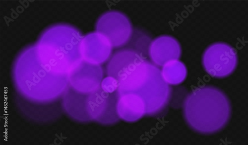 Soft bokeh effect with large blurry circles on transparent background. Subtle and elegant vector overlay for minimal, abstract, or decorative digital designs.