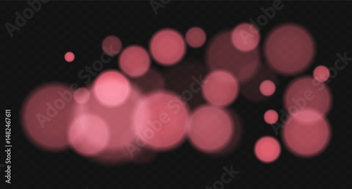 Color bokeh cloud with soft glowing circles and heavy blur on dark background. Abstract light overlay for elegant, minimal, or dreamy vector designs.