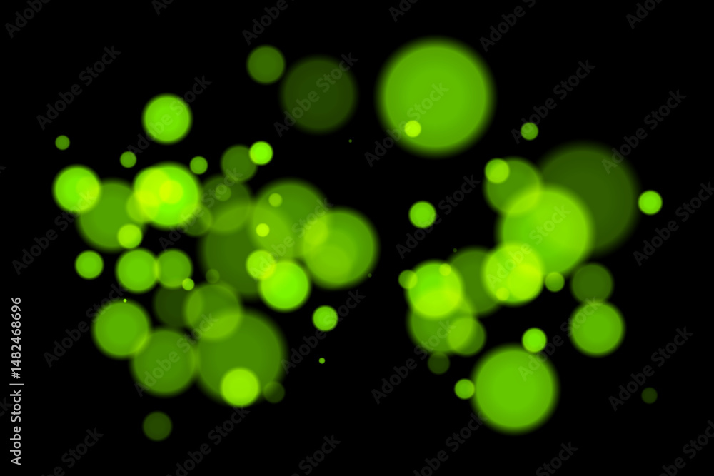 Obraz premium Minimal bokeh lights on black background with glowing circles and soft blur. Clean and elegant vector overlay for digital, abstract, or modern visual design.