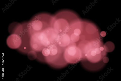 Color bokeh cloud with glowing soft circles on black background. Elegant light blur effect for abstract, dreamy, or minimal vector overlays and digital design.
