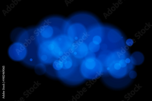 Color bokeh cloud with glowing soft circles on black background. Elegant light blur effect for abstract, dreamy, or minimal vector overlays and digital design.