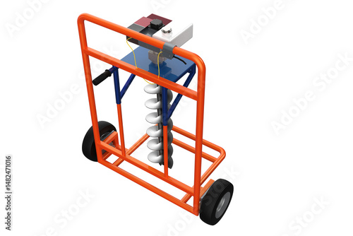 HOLE DIGGER GASOLINE AUGER SOIL Drilling HANDHELD MACHINE FOR EARTH GROUND, Portable with Wheels for Easy Transport, Manual Engine Spiral Drill Bit, Agricultural Construction, Hand-Operated on a PNG