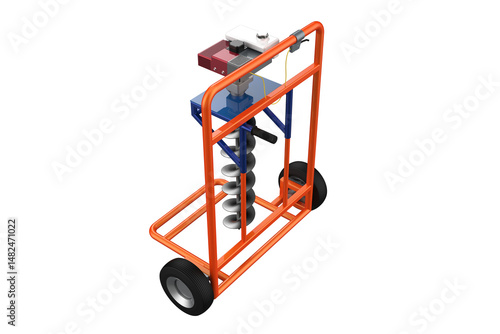 HOLE DIGGER GASOLINE AUGER SOIL Drilling HANDHELD MACHINE FOR EARTH GROUND, Portable with Wheels for Easy Transport, Manual Engine Spiral Drill Bit, Agricultural Construction, Hand-Operated on a PNG