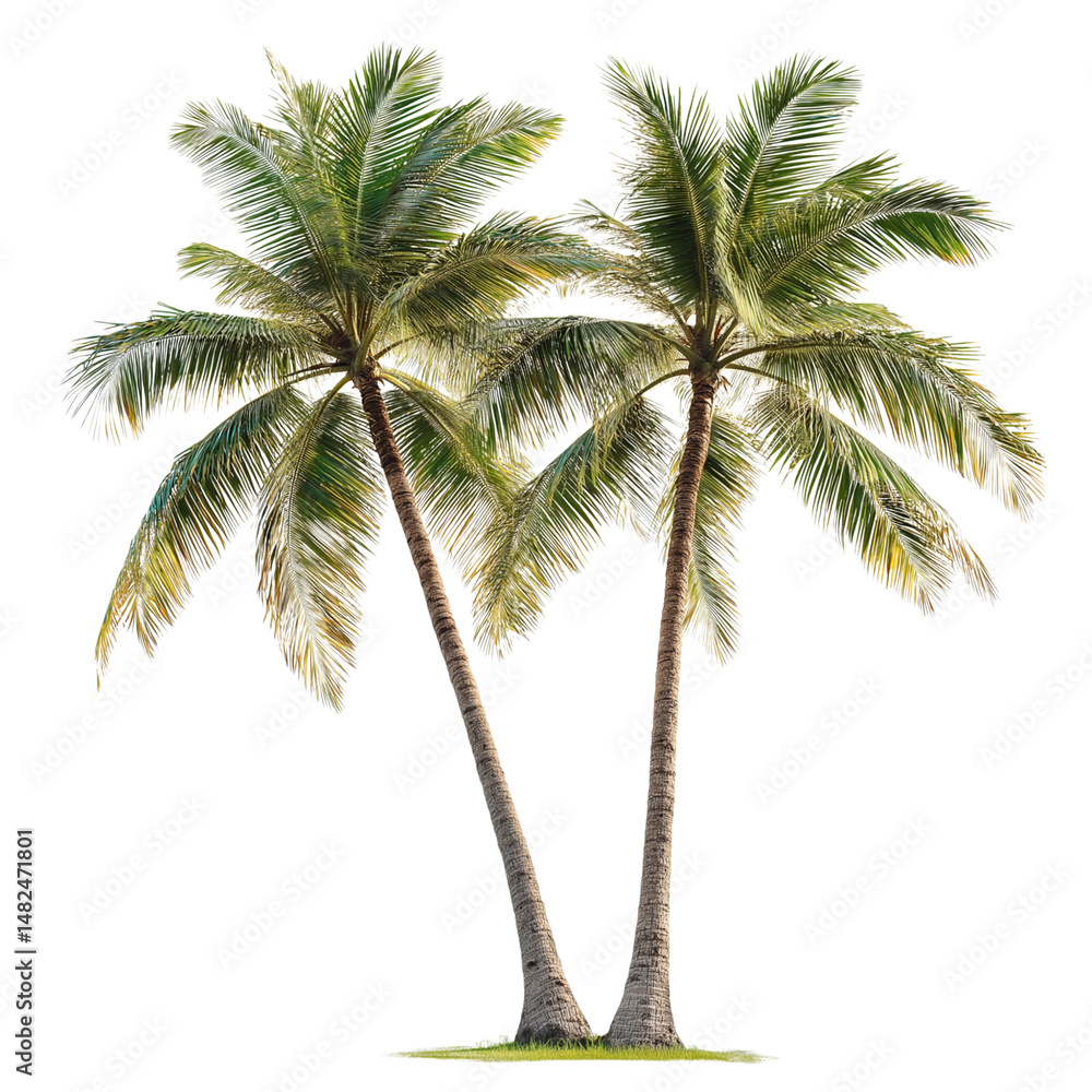 Obraz premium Coconut Palm Tree Isolated for Tropical Landscaping with Natural Outdoor Ambience