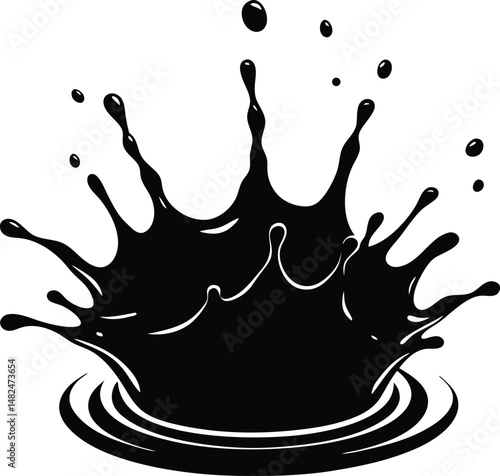  Vibrant water on surface silhouette vector.