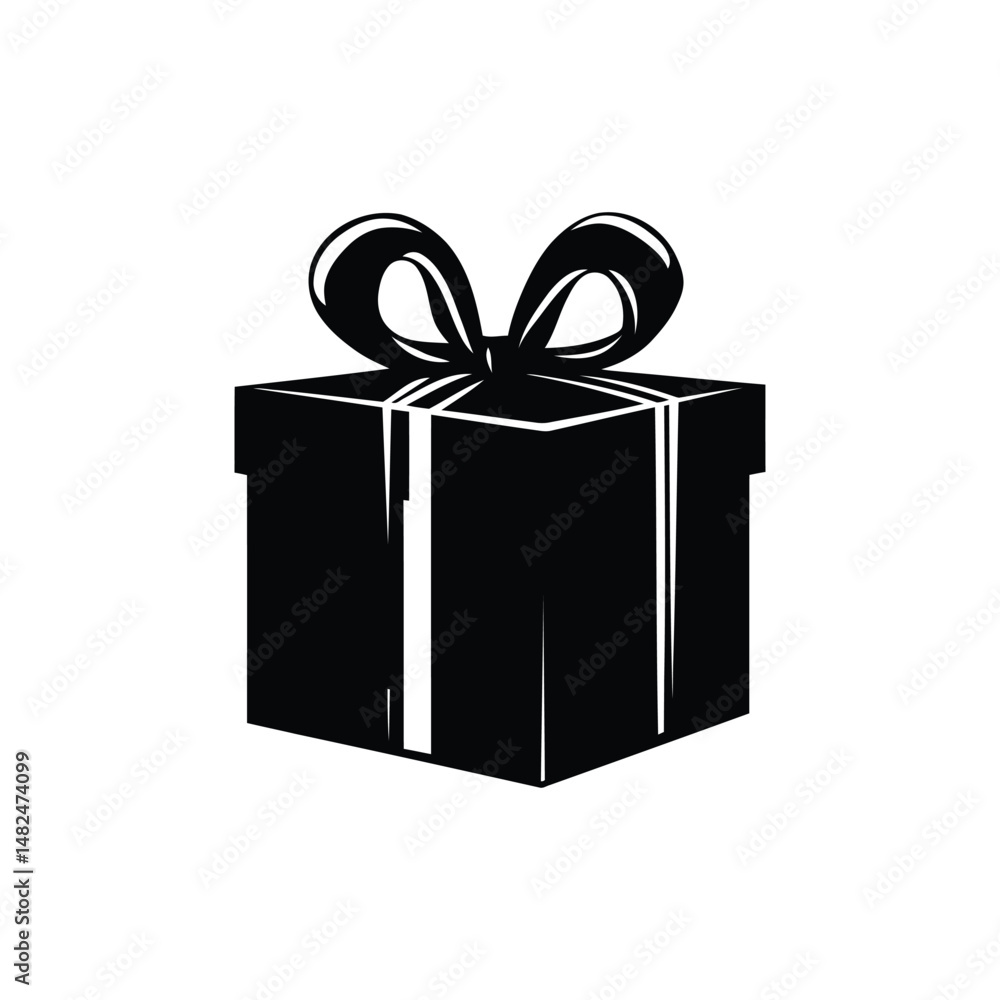 Obraz premium Gift box vector icon isolated on white background. Wrapped present with ribbon and bow, flat style illustration for packaging design, promotions, rewards, giveaways, marketing, and branding use.