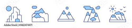 mountains, mountain, aconcagua. Mountain Icon vector illustration. Line Duotone style. Editable stroke