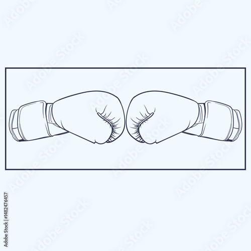 Line drawing of two boxing gloves facing each other symbolizing combat sports and boxing competition