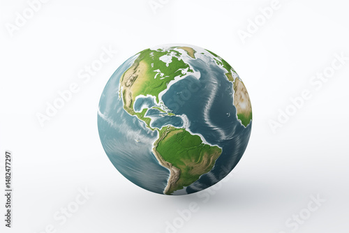  Image of Planet Earth on White Background – Isolated Globe for Educational, Environmental, and Scientific Use