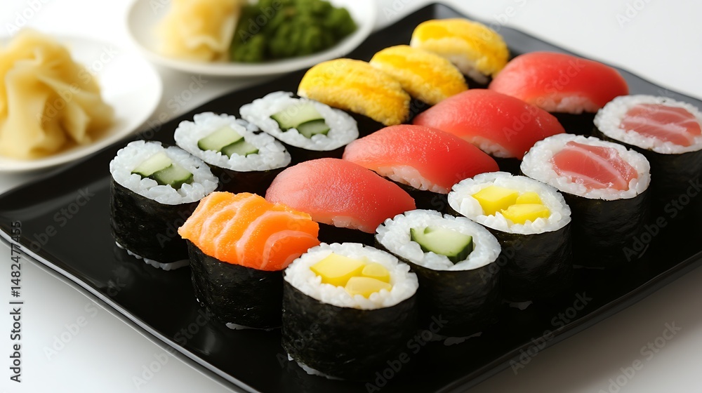 Assorted Sushi Platter with Tuna, Salmon, and Cucumber Rolls Assorted Sushi Platter with Tuna, Salmon, and Cucumber Rolls