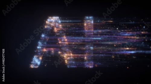 Vibrant 3d ai rendering with dynamic digital particles