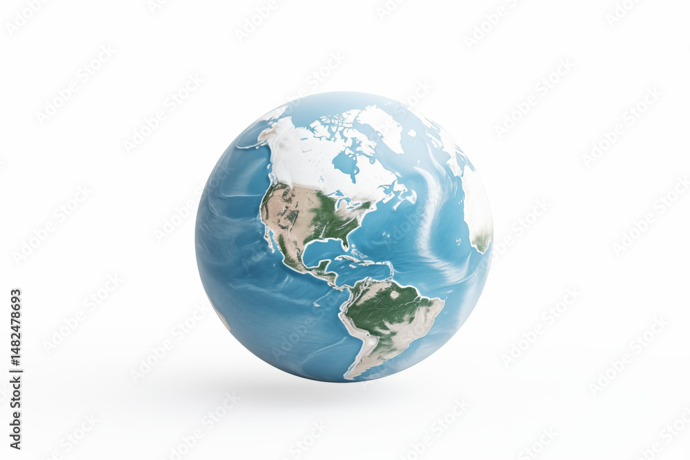 Obraz premium Image of Planet Earth on White Background – Isolated Globe for Educational, Environmental, and Scientific Use