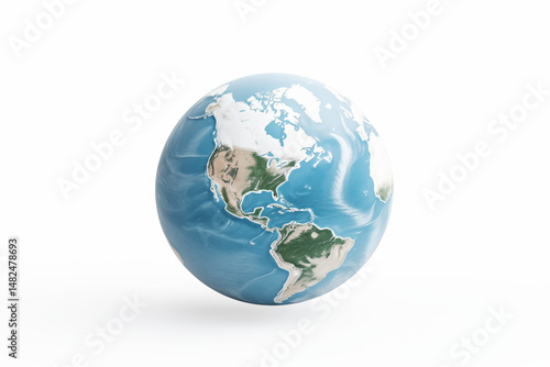  Image of Planet Earth on White Background – Isolated Globe for Educational, Environmental, and Scientific Use