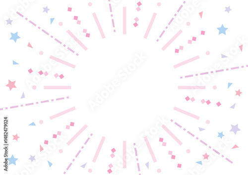 ポップな集中線と紙吹雪の背景