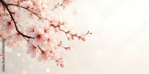 Delicate Cherry Blossom Pastel Drawing, Intricate Line Art