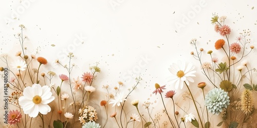 Delicate Floral Abstraction - Soft Hues and Intricate Plants