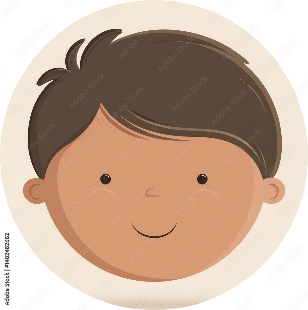 Rounded Cartoon Child Avatar Placeholder – Smiling Face Vector Illustration for UI Design Rounded Cartoon Child Avatar Placeholder – Smiling Face Vector Illustration for UI Design