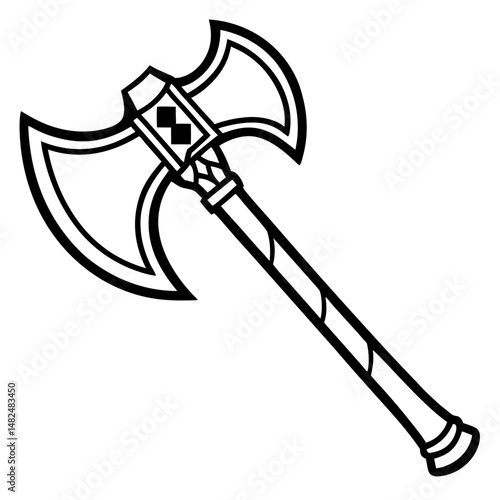 Viking Battle Axe Silhouette Vector Illustration