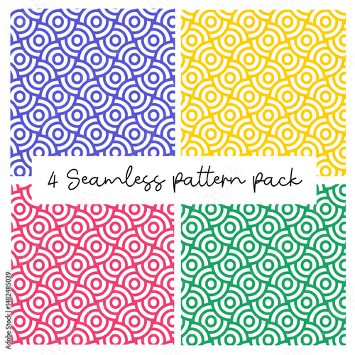 Geometric seamless patterns pack in various colors