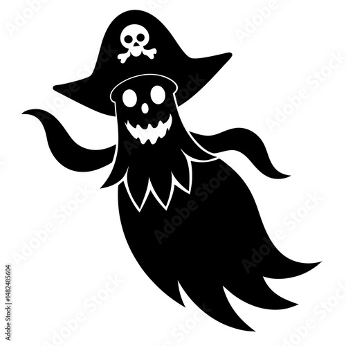Ghost Pirate Illustration - Halloween Spooky Icon