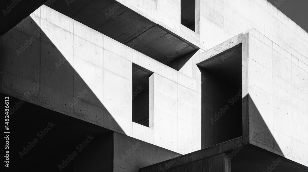 Obraz premium Concrete Architecture: A Study in Light and Shadow