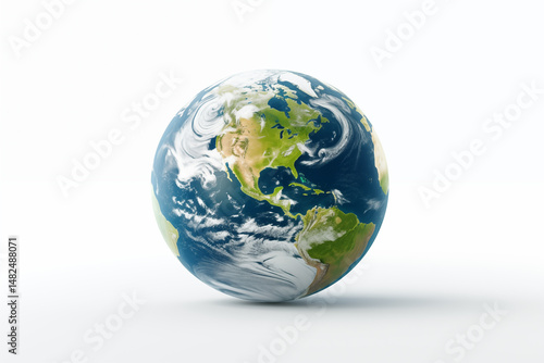  Image of Planet Earth on White Background – Isolated Globe for Educational, Environmental, and Scientific Use