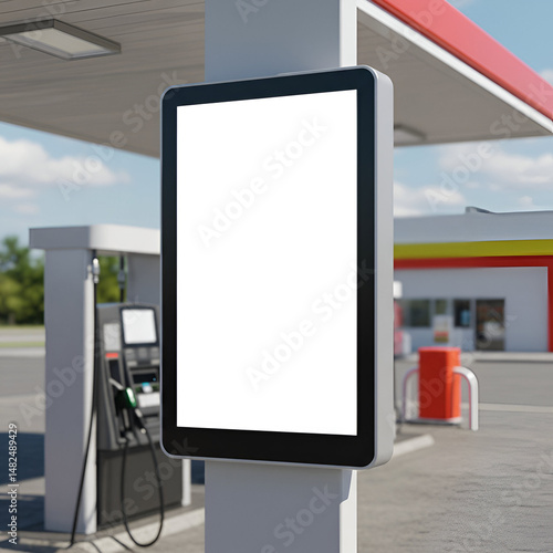 Blank Digital Signage Display at a Gas Station
