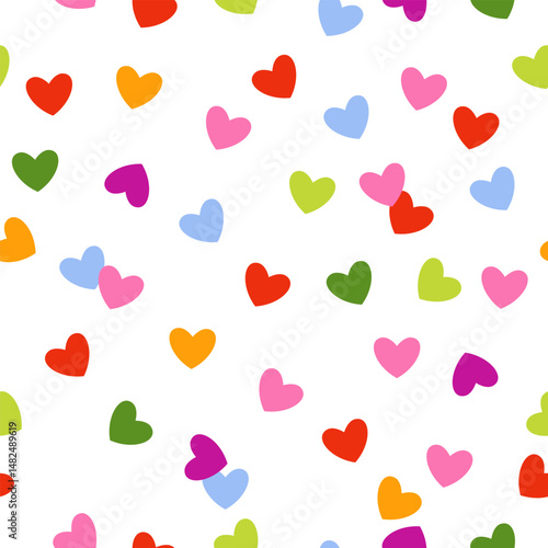 Abstract seamless pattern with tiny colorful hearts. Vector illustration for Valentine's Day, baby shower, birthday, beauty and fashion prints